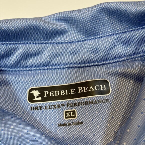 Pebble Beach Mens Shirt Size XL Blue Polo Short Sleeve Collared Golf T Dry-Luxe - Picture 7 of 11